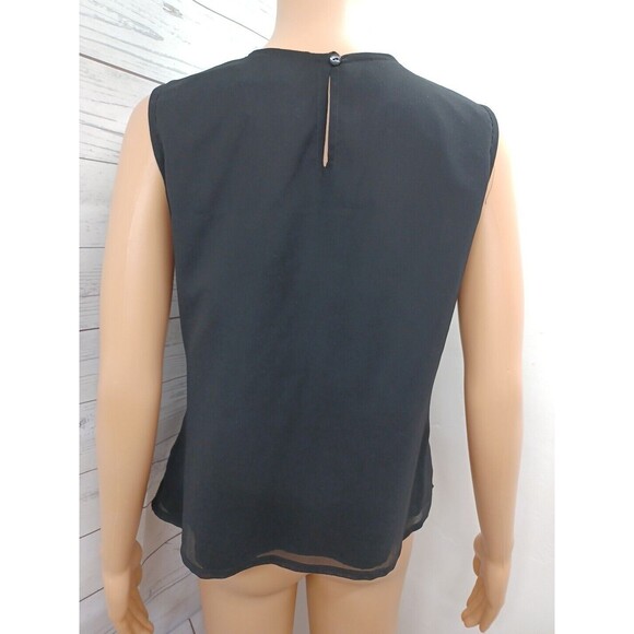 Erena Tank Top Cami Black Sequined Beaded Embellished Sleeveless Sz M - Picture 5 of 9